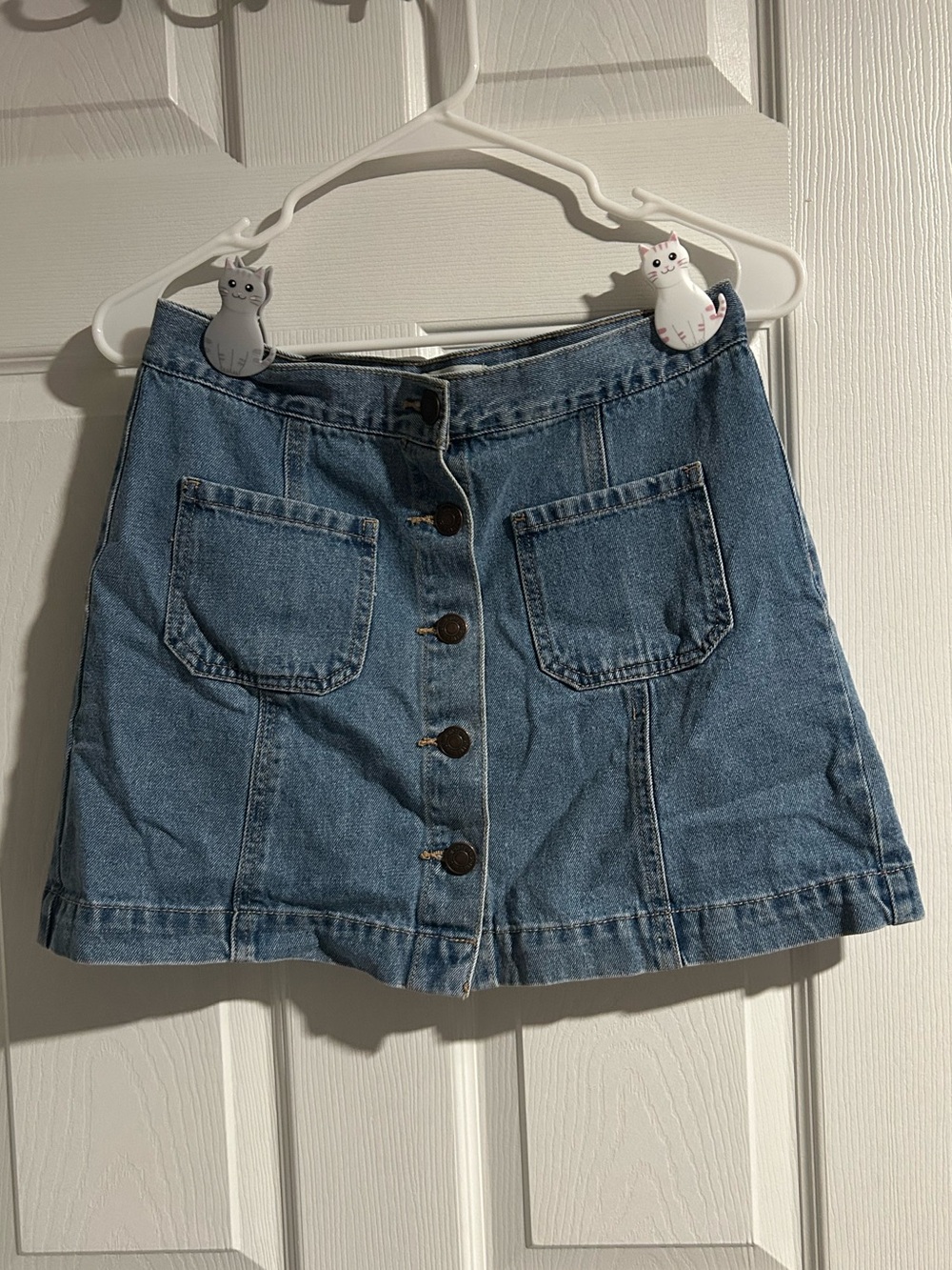 Blue Forever 21 Button Up Denim Mini Skirt